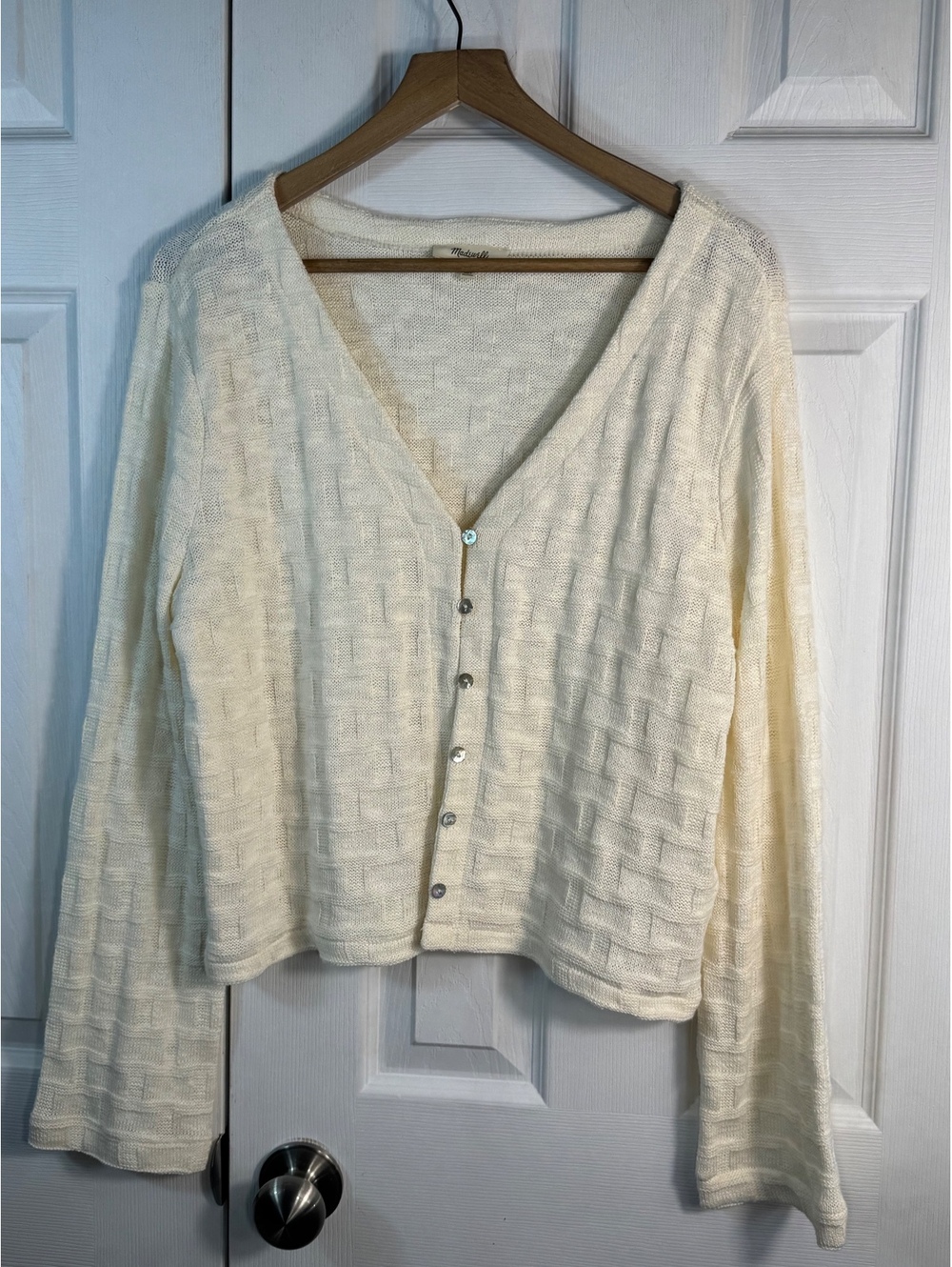 Madewell Women's XL Cream Button-Up Cardigan Sweater